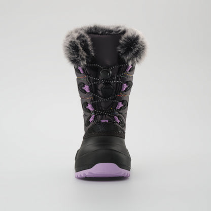 Charcoal-Purple : Snowangel Kids Winter Boots - Front View