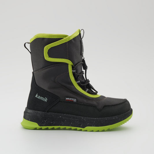 Charcoal-Lime : Stormex EZ Kids Winter Boots - Side View