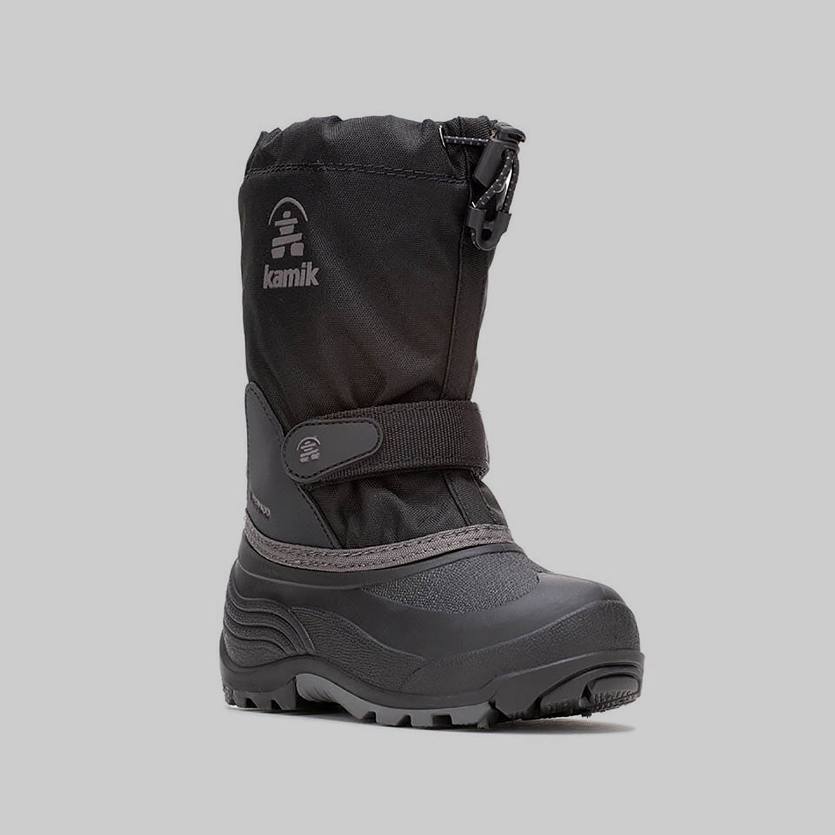 Black-Charcoal : Waterbug 5 Kids Winter Boots - Three-Quarter View